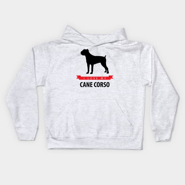 I Love My Cane Corso Kids Hoodie by millersye